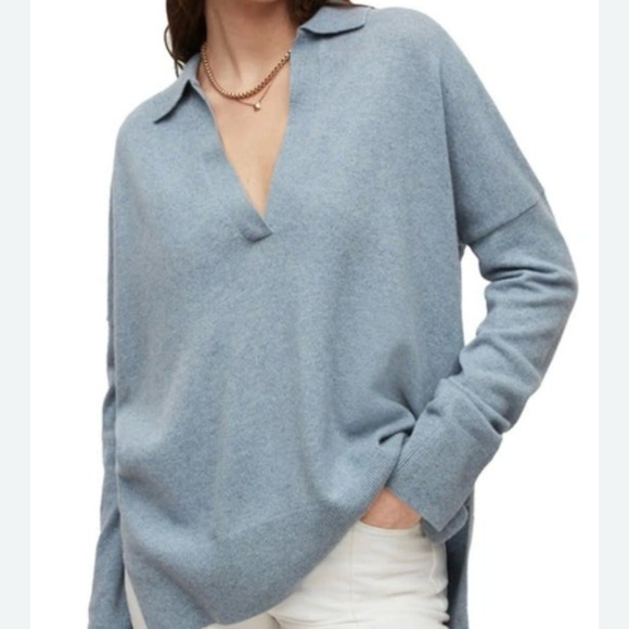 Pullover Collared Long Sleeve Sweater Cashmere - Picture 1 of 9